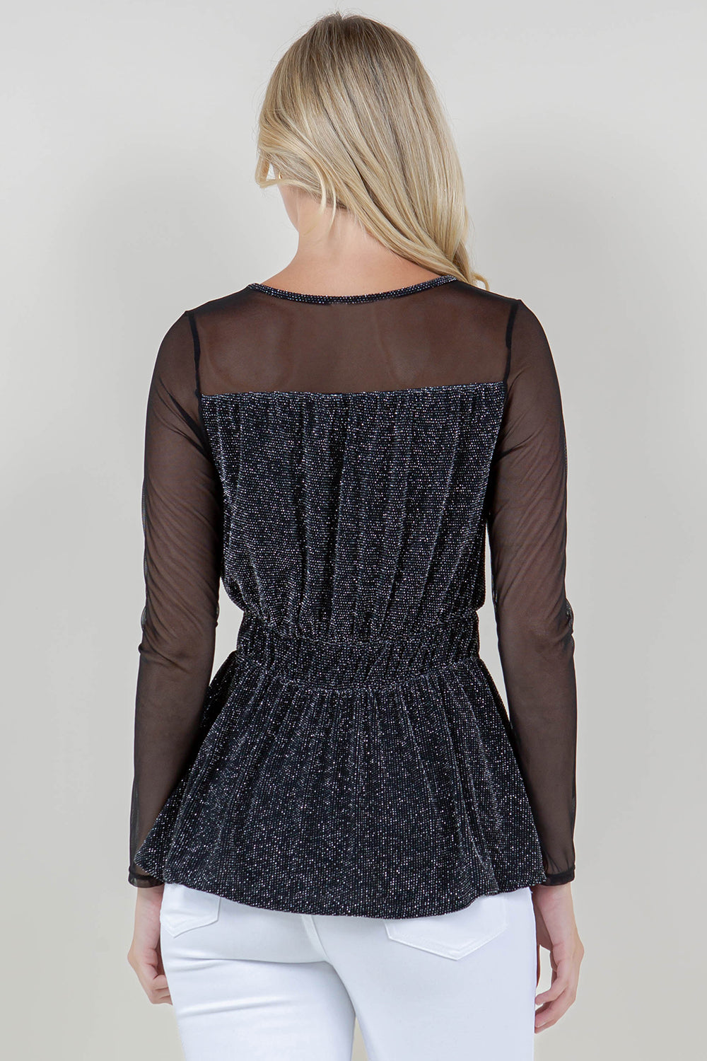 LS SWEETHEART NK LINE ELASTIC WAIST PEPLUM TOP - T11802-1109-BLK SIL