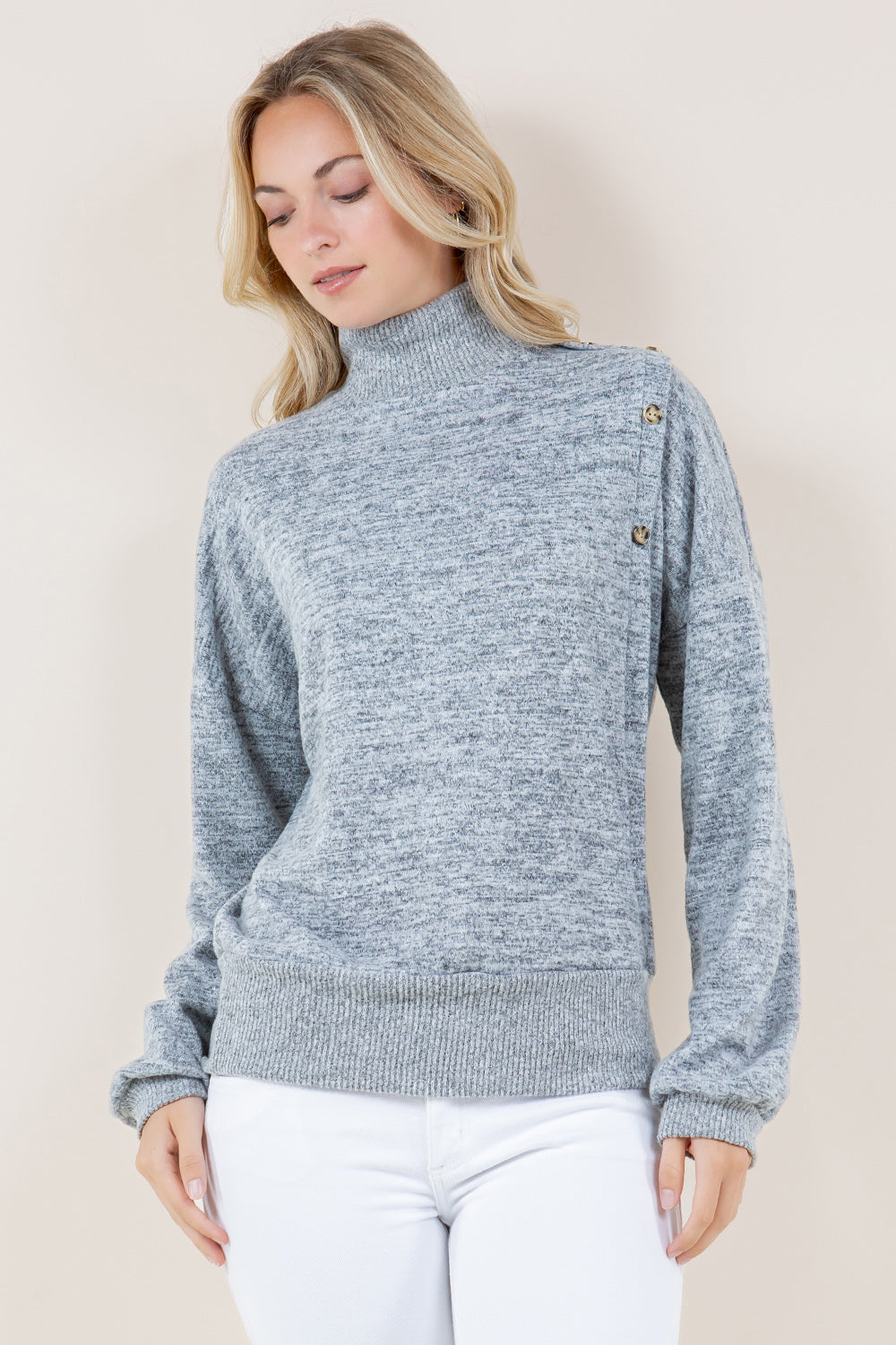 LS ASYMMETRICAL PLACKET MOCK NK PULL OVER - T11826-2T-HCCI-HGREY