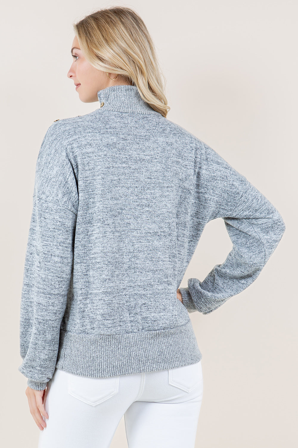 LS ASYMMETRICAL PLACKET MOCK NK PULL OVER - T11826-2T-HCCI-HGREY