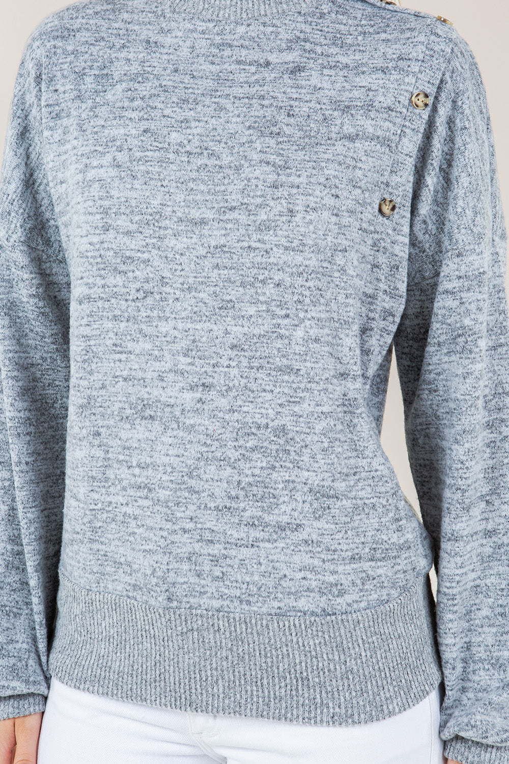 LS ASYMMETRICAL PLACKET MOCK NK PULL OVER - T11826-2T-HCCI-HGREY