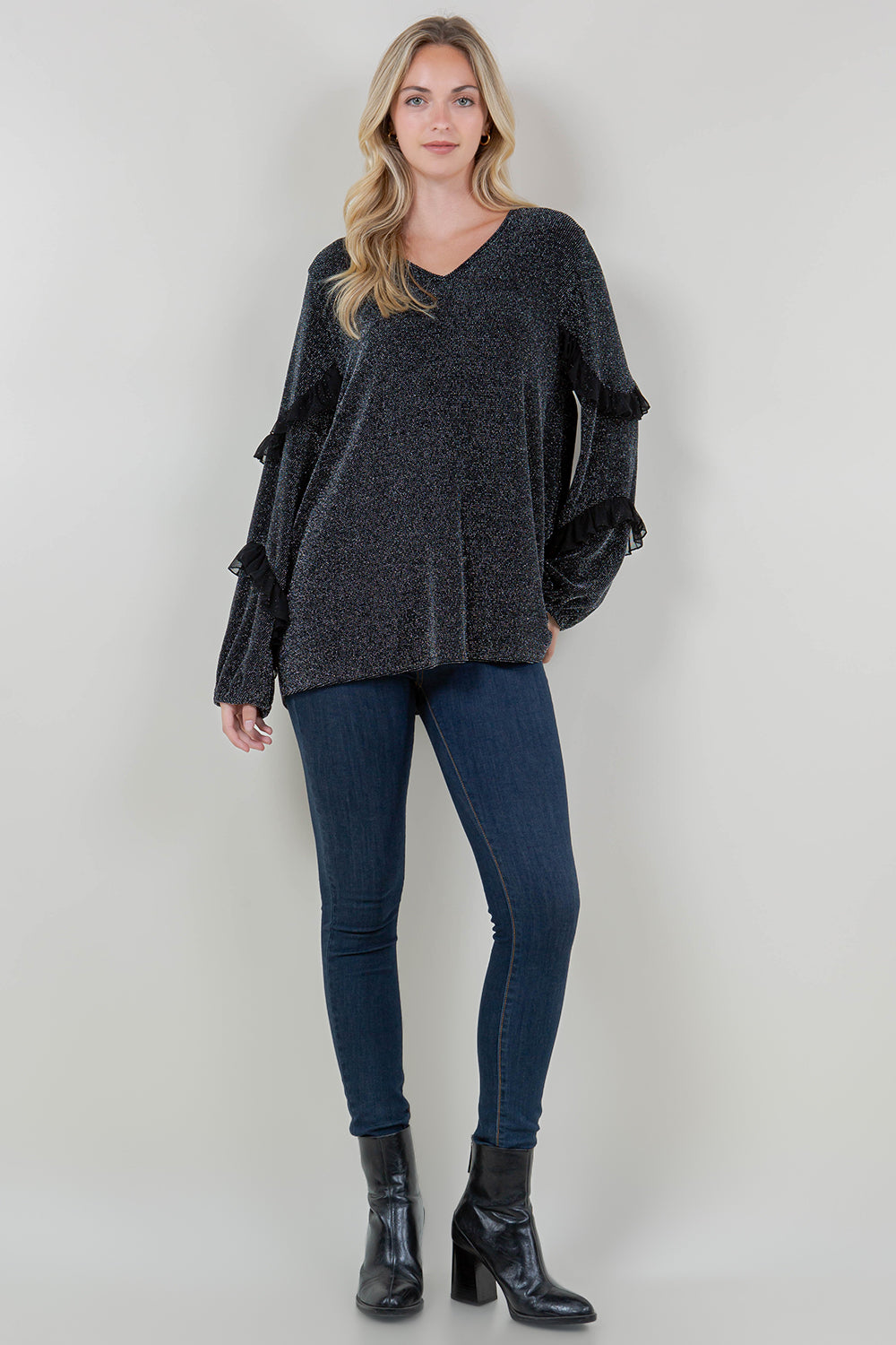 LS RUFFLE V NK SWING TOP - T11953X-5304