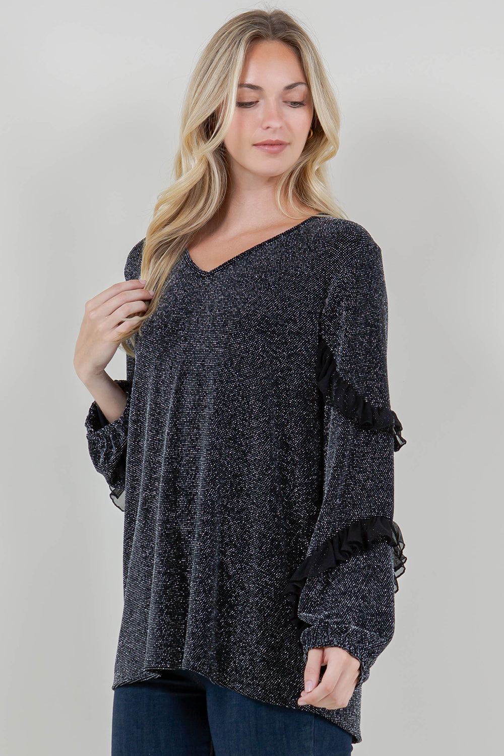 LS RUFFLE V NK SWING TOP - T11953X-5304