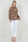 LS PLEATED COLD SHOULDER MOCK NK TOP - T12006-G105775