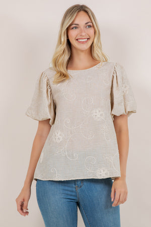 S/SLV PEASANT POPOVER TOP T12380-0962