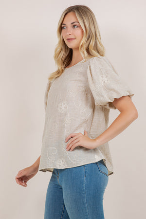 S/SLV PEASANT POPOVER TOP T12380-0962