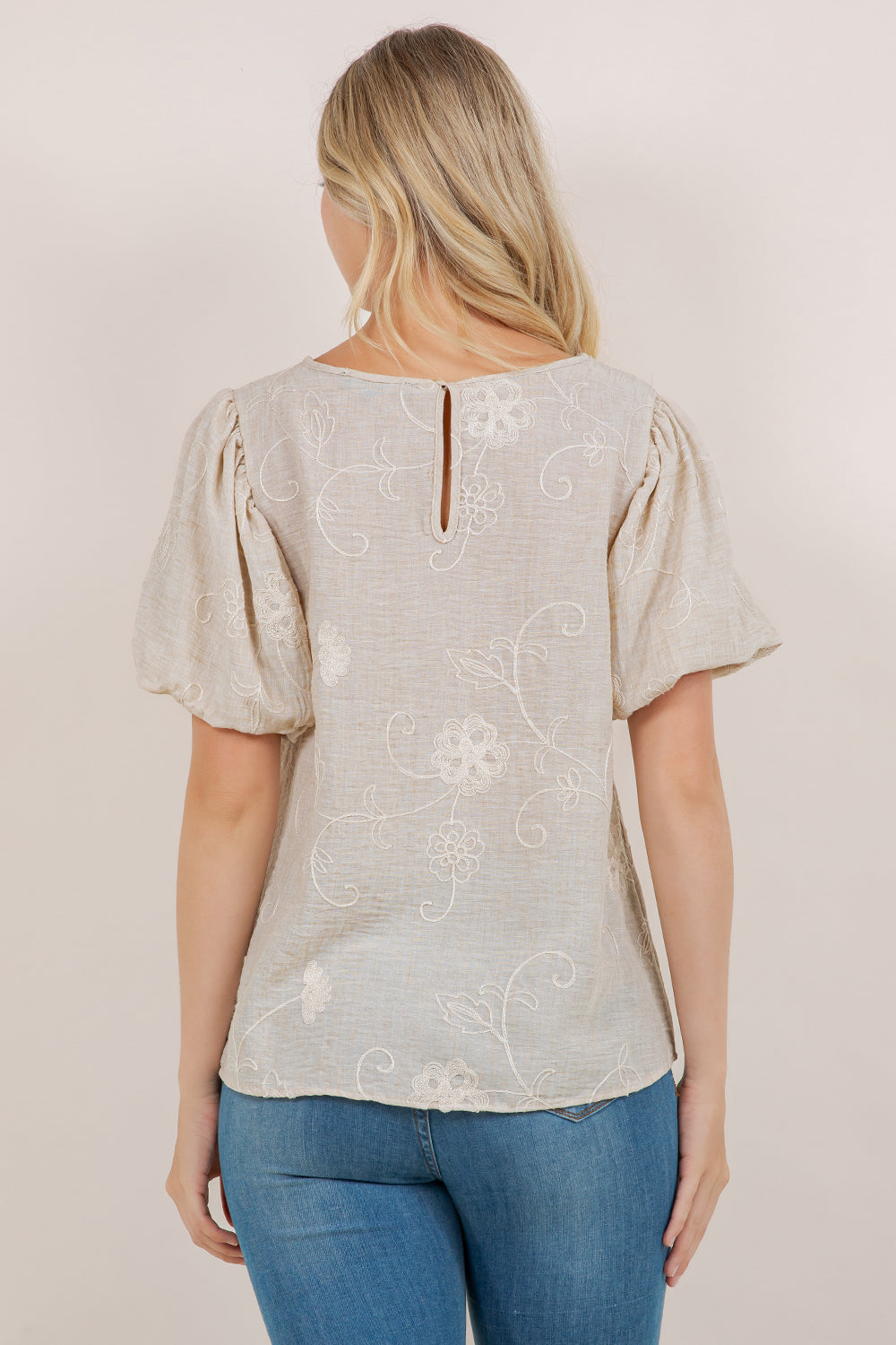 S/SLV PEASANT POPOVER TOP T12380-0962