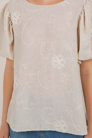 S/SLV PEASANT POPOVER TOP T12380-0962
