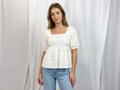 S/SLV EMPIRE WAIST BABYDOLL TOP / T12432-EYELET