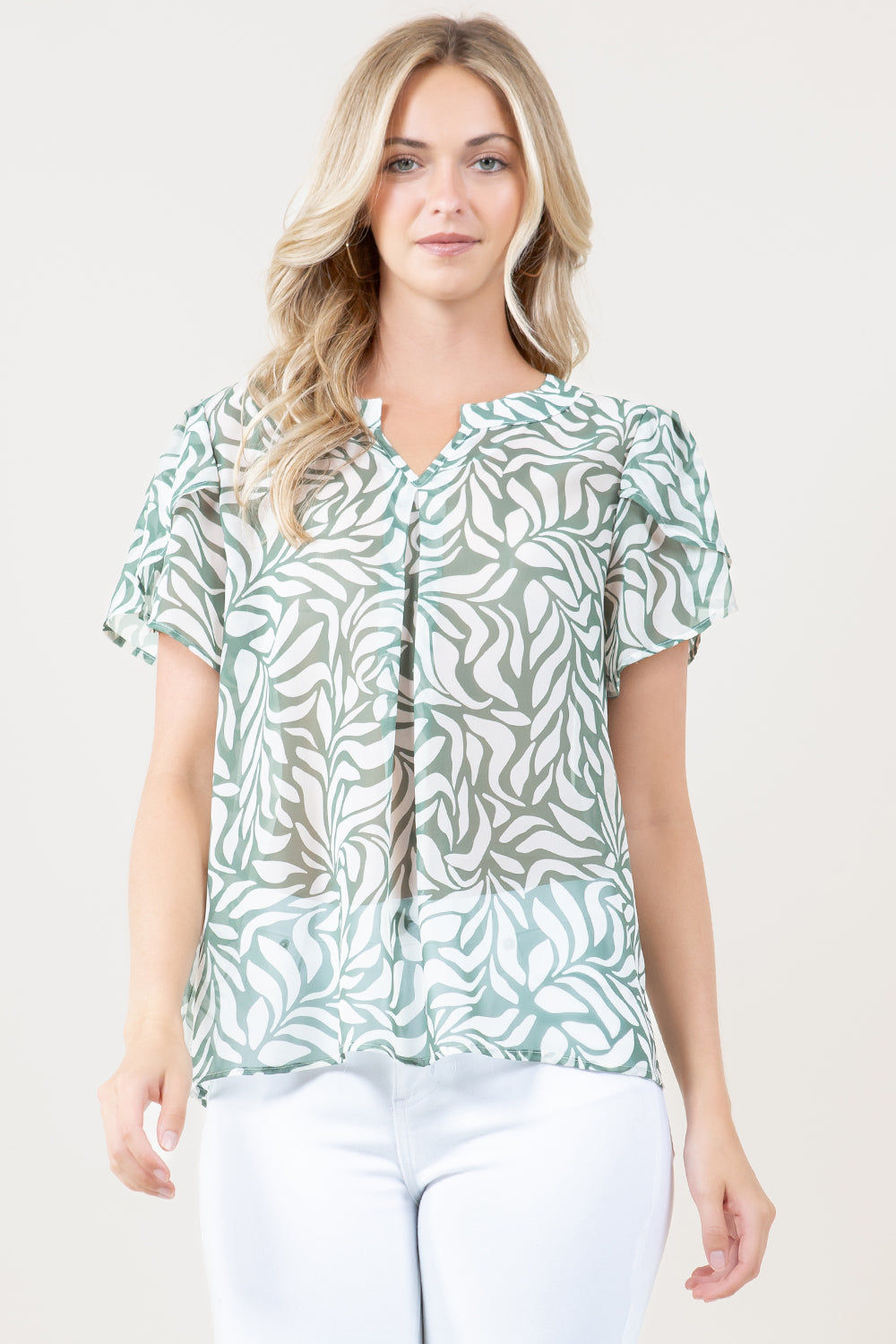 S/SLV TULIP FRONT PLEAT TOP - T12440-1610