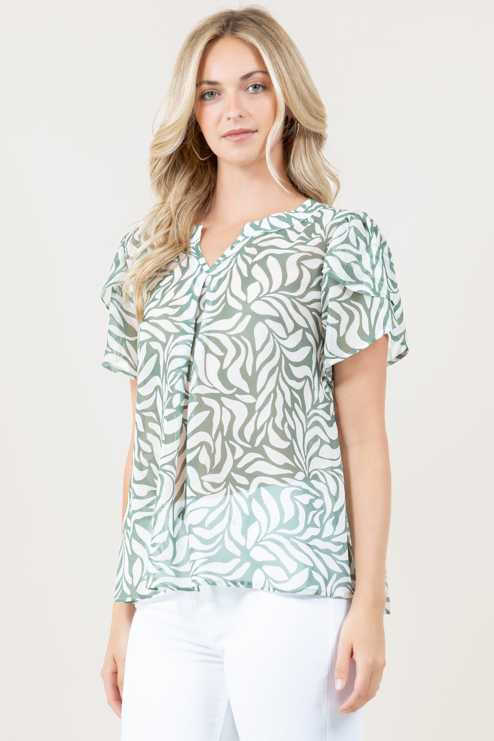 S/SLV TULIP FRONT PLEAT TOP - T12440-1610