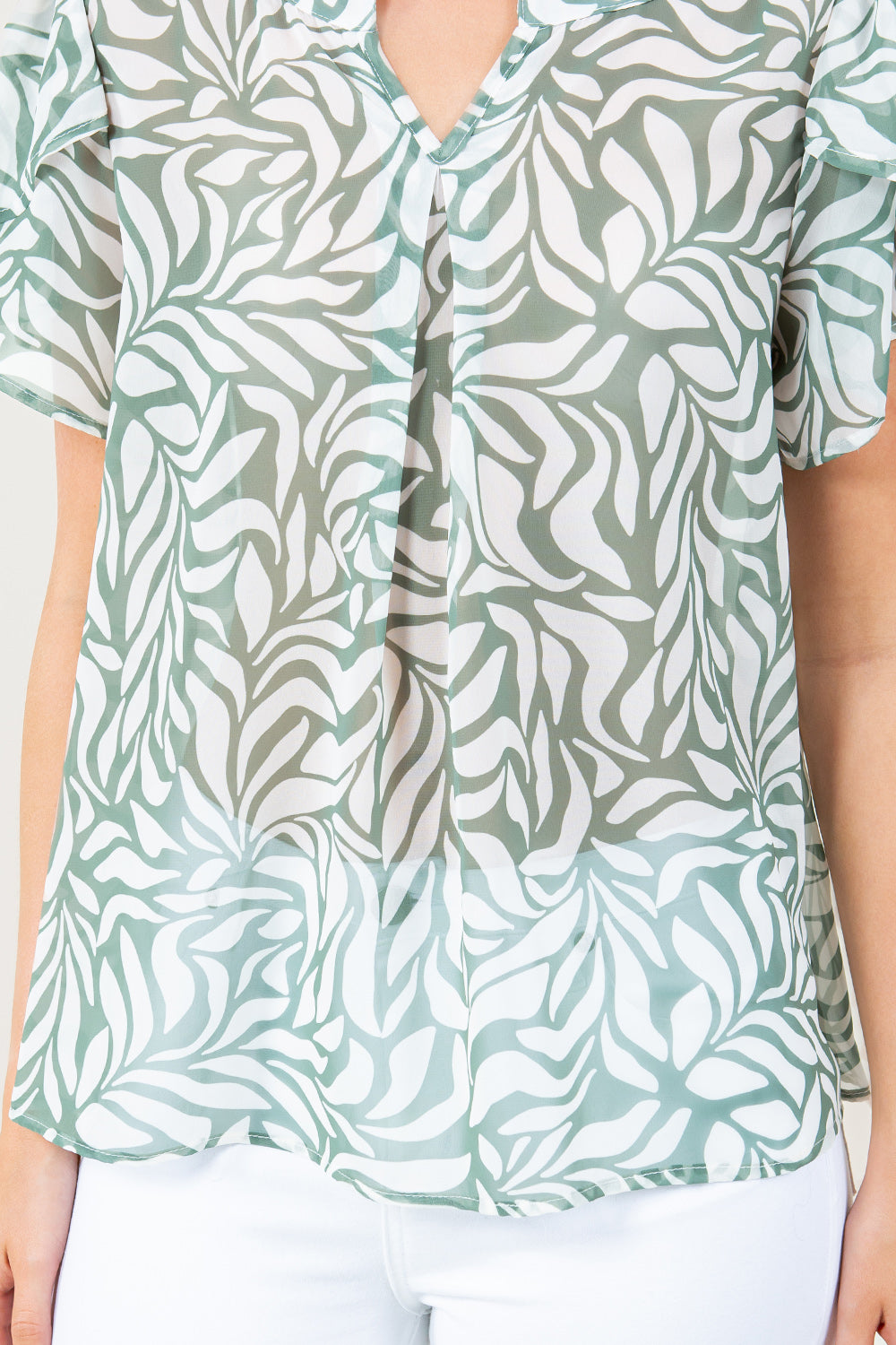 S/SLV TULIP FRONT PLEAT TOP - T12440-1610
