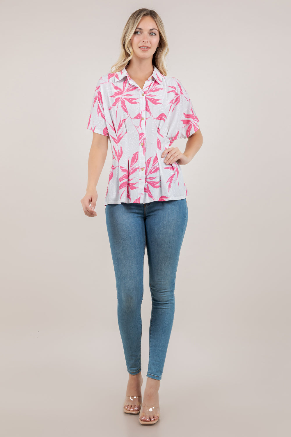 S/SLV DOLMAN BUTTON UP SHIRT T12443-2502004