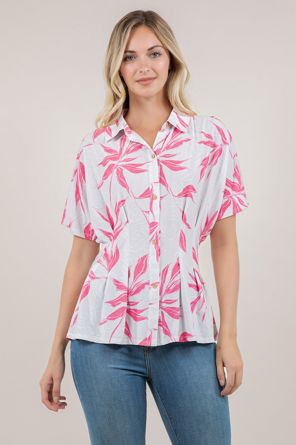 S/SLV DOLMAN BUTTON UP SHIRT T12443-2502004