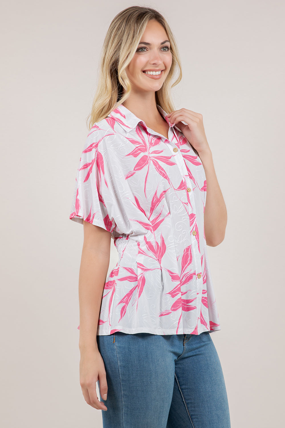 S/SLV DOLMAN BUTTON UP SHIRT T12443-2502004