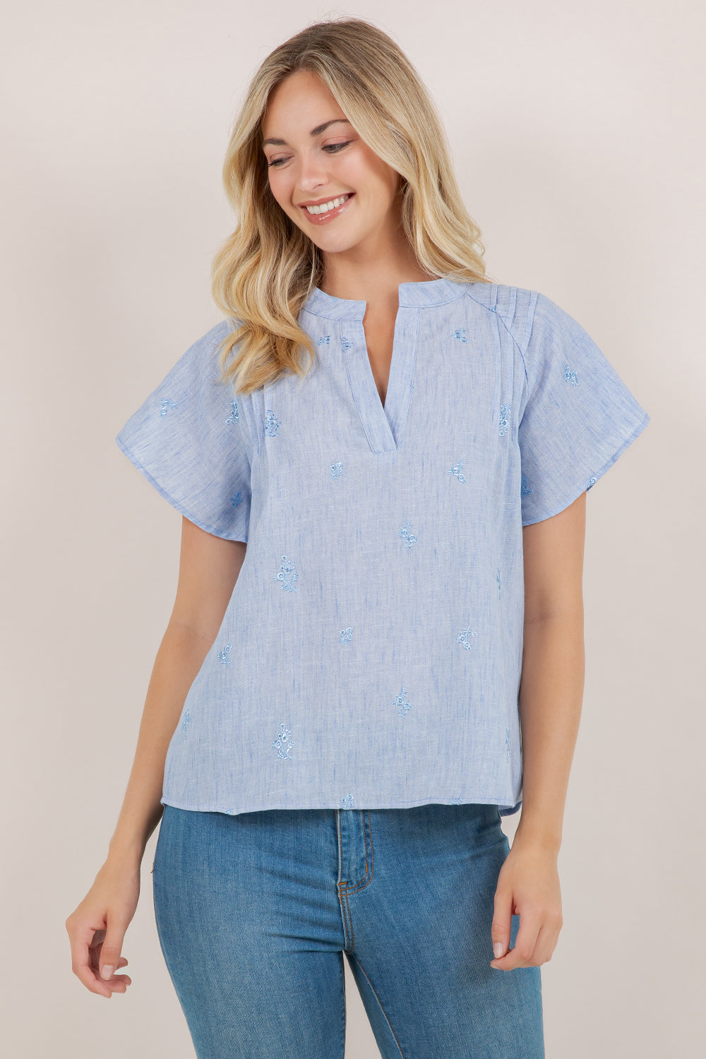S/SLV RAGLAN PINTUCK TOP T12466-N0069