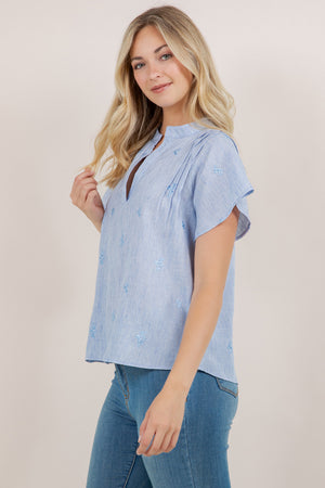 S/SLV RAGLAN PINTUCK TOP T12466-N0069