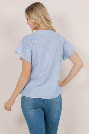 S/SLV RAGLAN PINTUCK TOP T12466-N0069