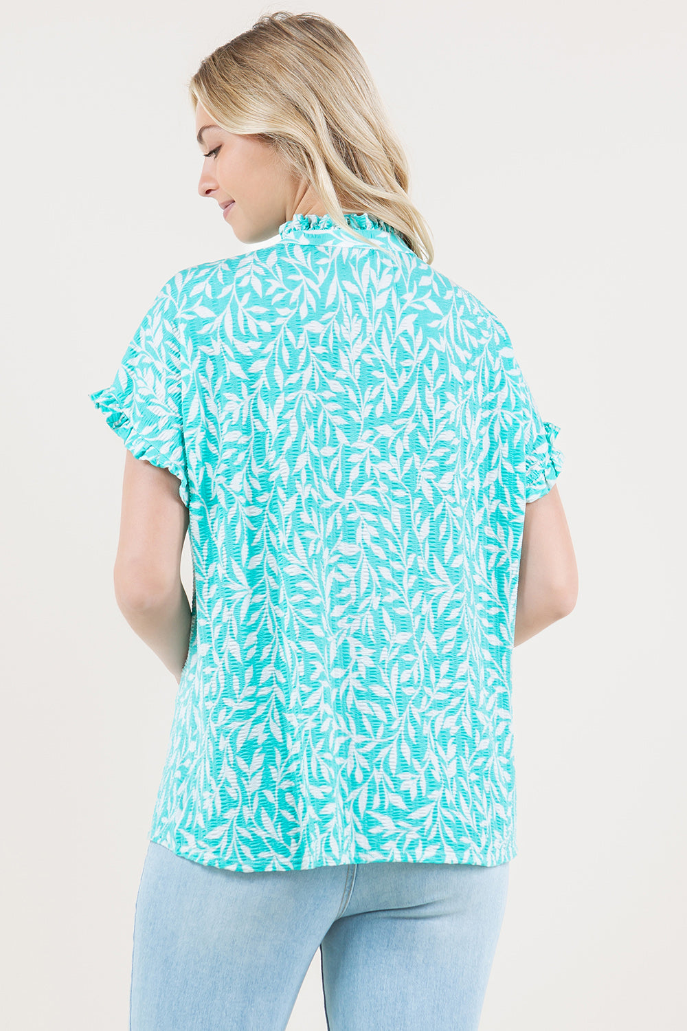 SHORT SLEEVE MINI RUFFLED EDGE SHIRT