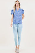 S/SLV HALF PLACKET MANDARIN COLLAR POPOVER