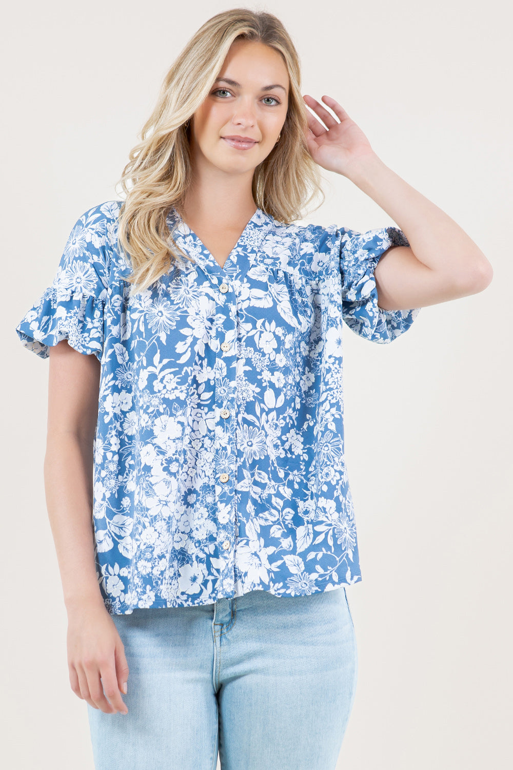 S/SLV BALLOON PEASANT SHIRT