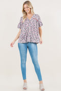 S/SLV BALLOON Y NECK SHIRT