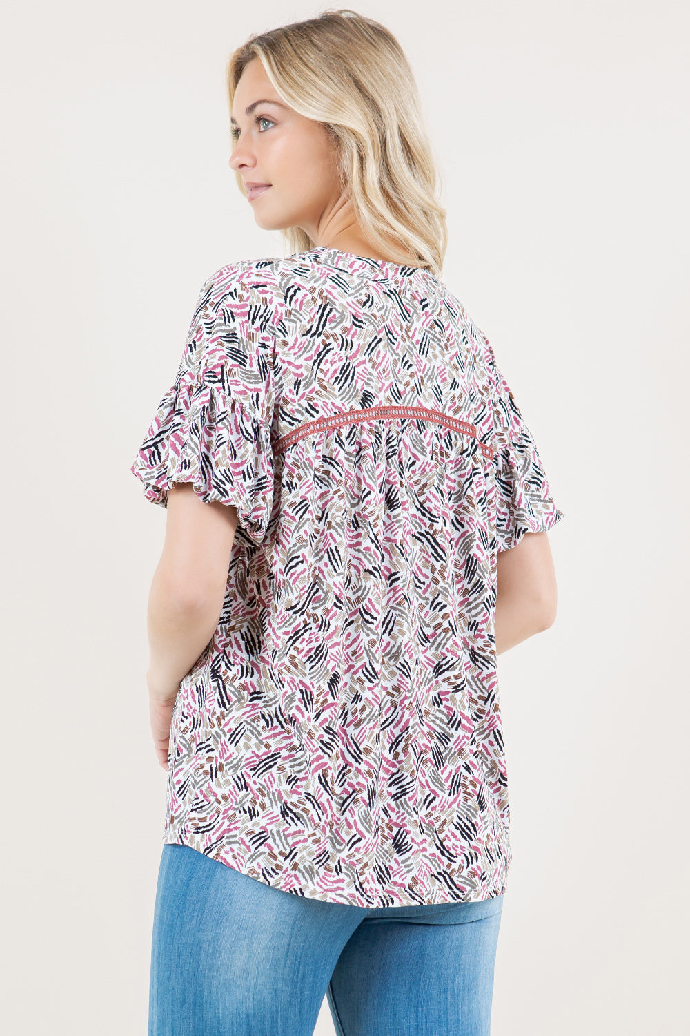 S/SLV BALLOON Y NECK SHIRT