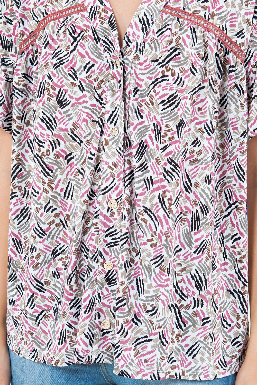 S/SLV BALLOON Y NECK SHIRT