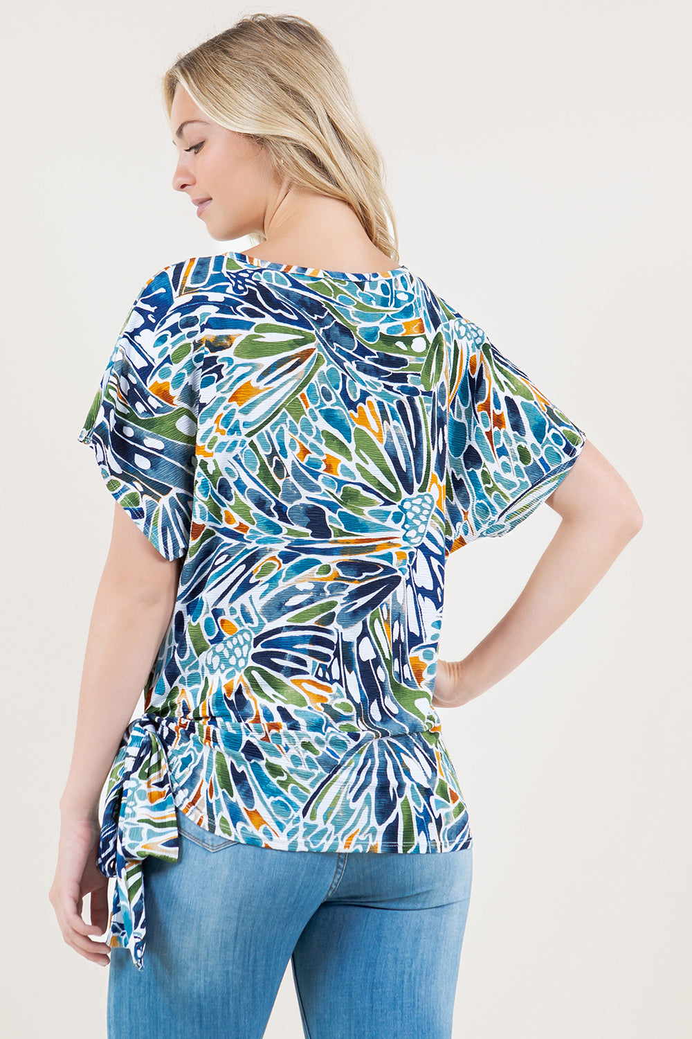 SHORT SLEEVE DOLMAN SIDE TIE TOP
