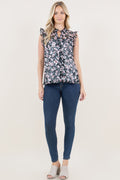 SLEEVEESS RUFFLED EDGE LACE SHIRT / T12541-A1131-1