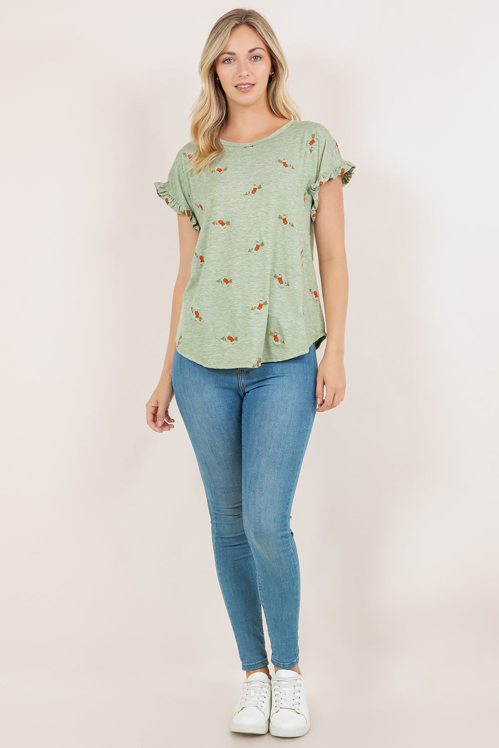 S/SLV RUFFLE DOLMAN TEE