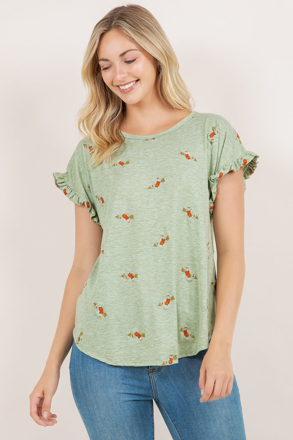 S/SLV RUFFLE DOLMAN TEE