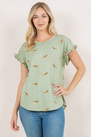 S/SLV RUFFLE DOLMAN TEE