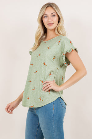 S/SLV RUFFLE DOLMAN TEE