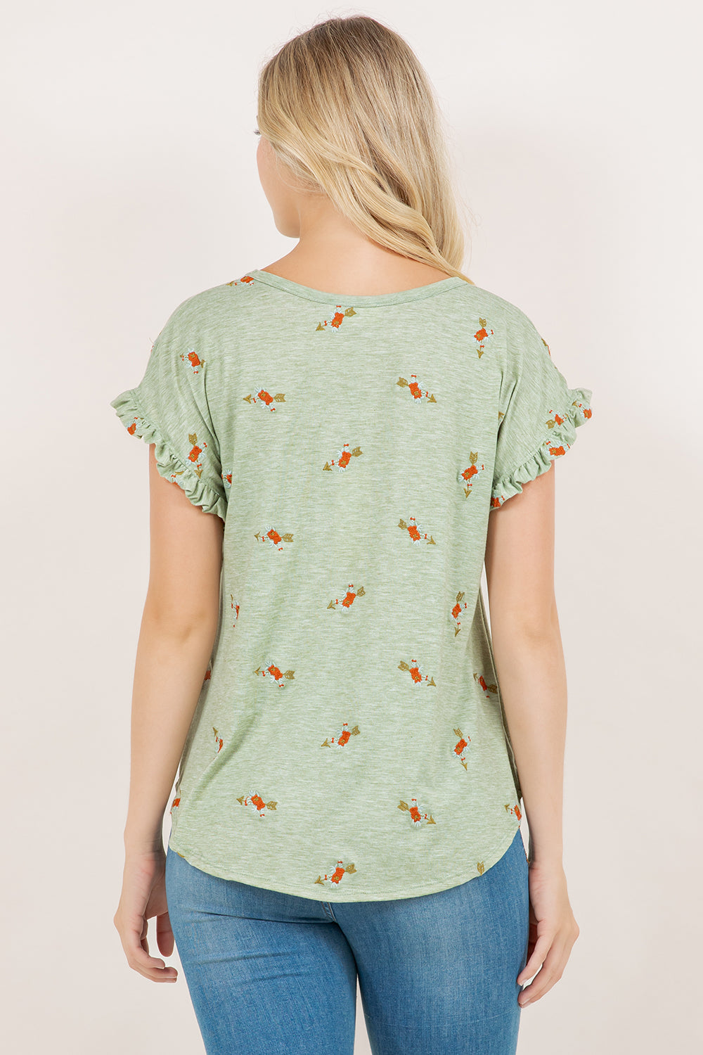 S/SLV RUFFLE DOLMAN TEE