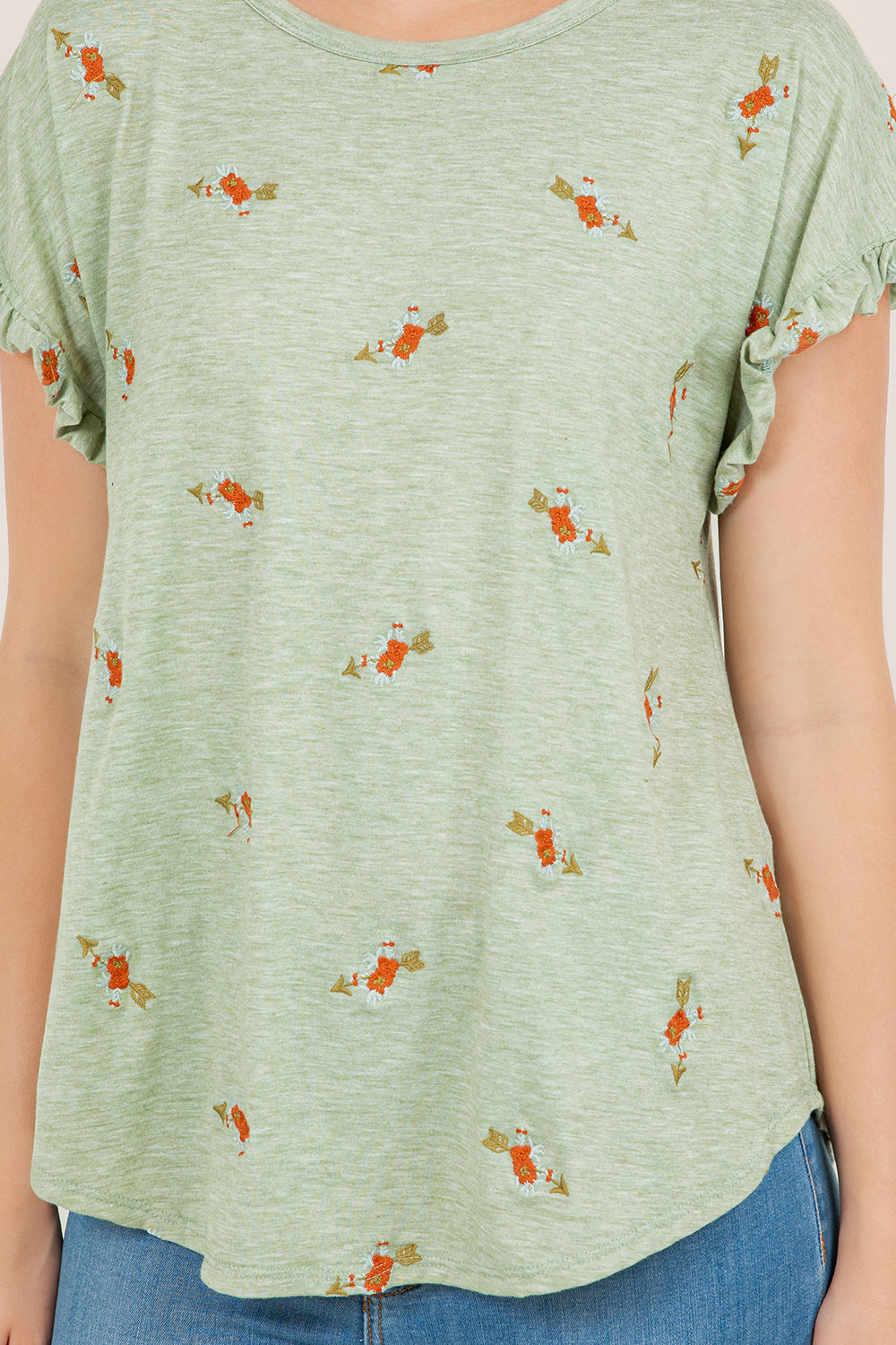 S/SLV RUFFLE DOLMAN TEE