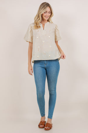 S/SLV PEASANT POPOVER TOP