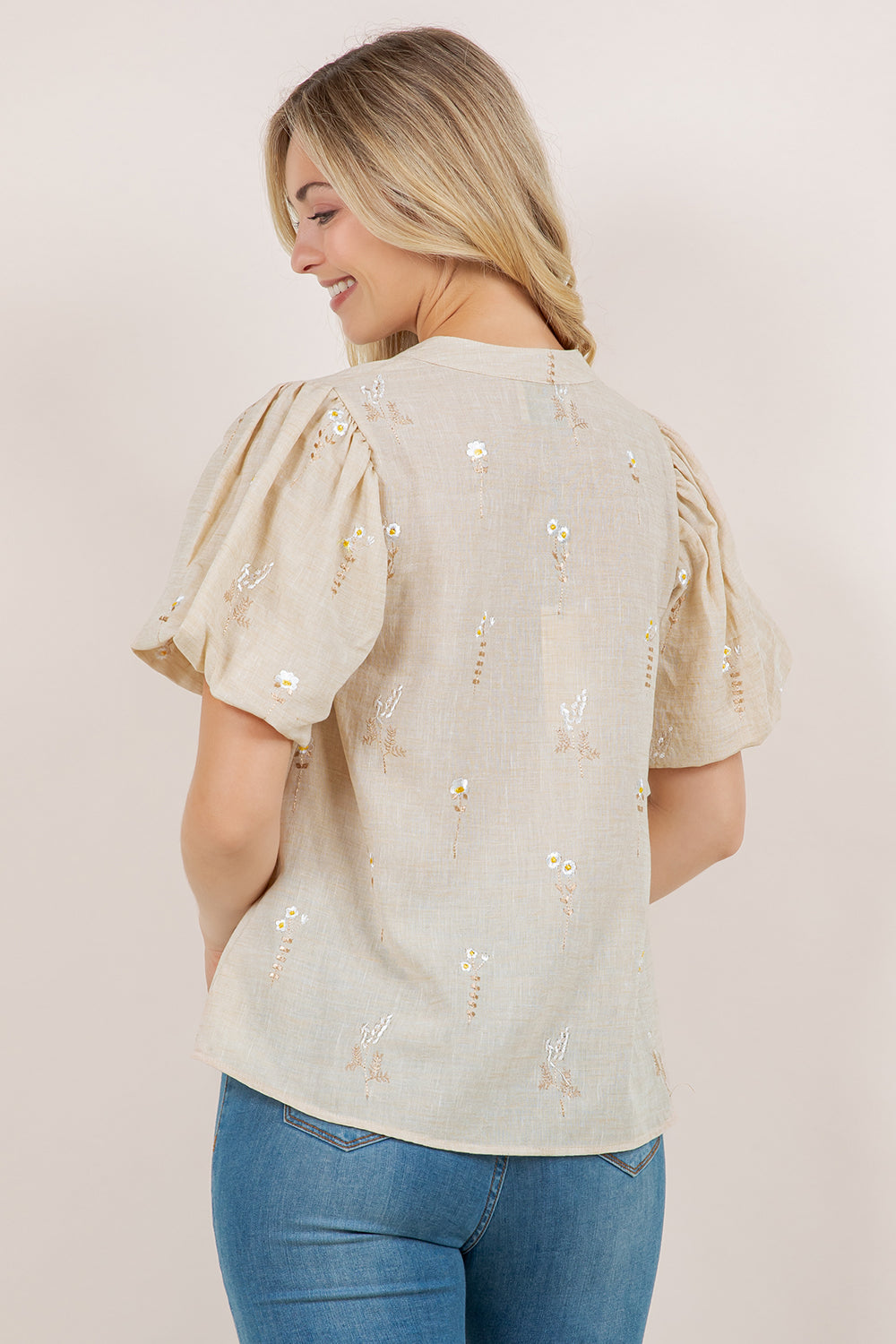 S/SLV PEASANT POPOVER TOP