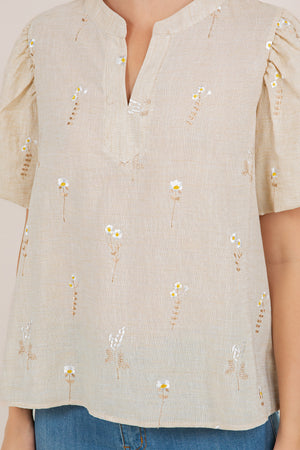 S/SLV PEASANT POPOVER TOP