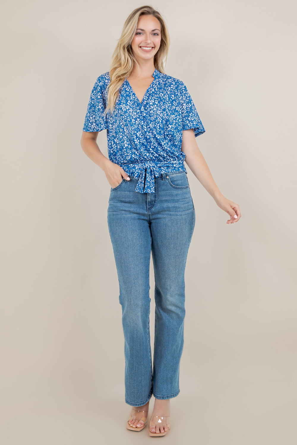 S/SLV WRAP BLOUSON TOP T12593-A54135