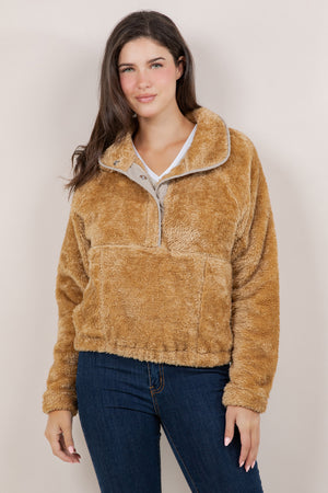L/SLV RAGLAN SHERPA PULLOVER T12607-0285
