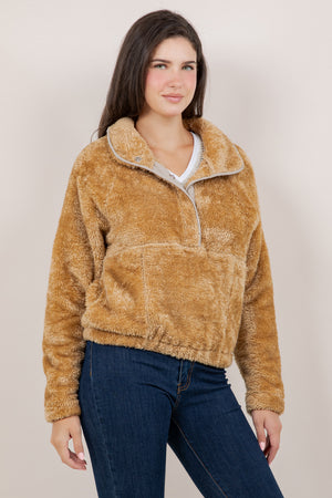 L/SLV RAGLAN SHERPA PULLOVER T12607-0285
