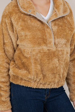 L/SLV RAGLAN SHERPA PULLOVER T12607-0285
