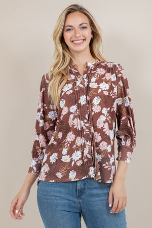 L/SLV PLEATED BUTTON UP BLOUSE T12640-2204069
