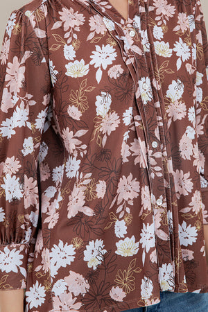 L/SLV PLEATED BUTTON UP BLOUSE T12640-2204069