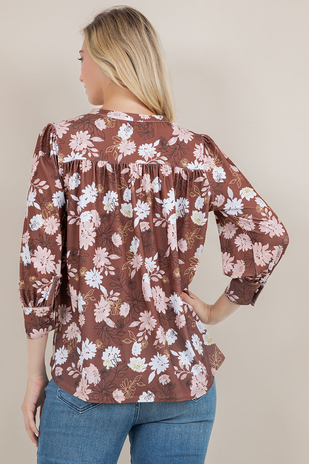 L/SLV PLEATED BUTTON UP BLOUSE T12640-2204069