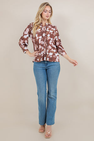 L/SLV PLEATED BUTTON UP BLOUSE T12640-2204069