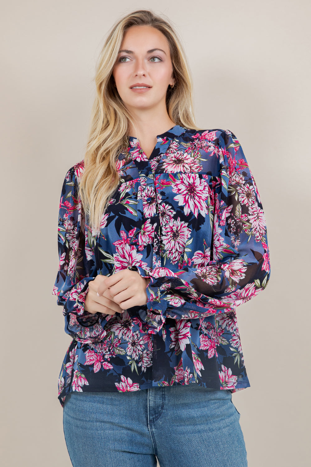 L/SLV PEASANT BLOUSE T12649-21502