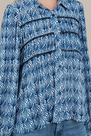 L/SLV 3 TIER PEASANT BLOUSE T12652-0804