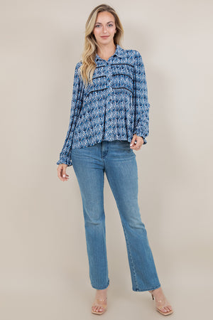 L/SLV 3 TIER PEASANT BLOUSE T12652-0804