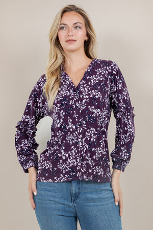 3/4 SLV RAGLAN RUFFLE BLOUSE T12656-A1437